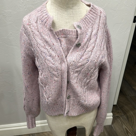 Maeve Anthropologie Hera speckled crop cardigan sweater set size small - Picture 1 of 16